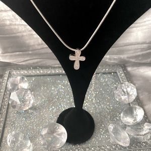 Sterling Silver Diamond Accent Cross Necklace